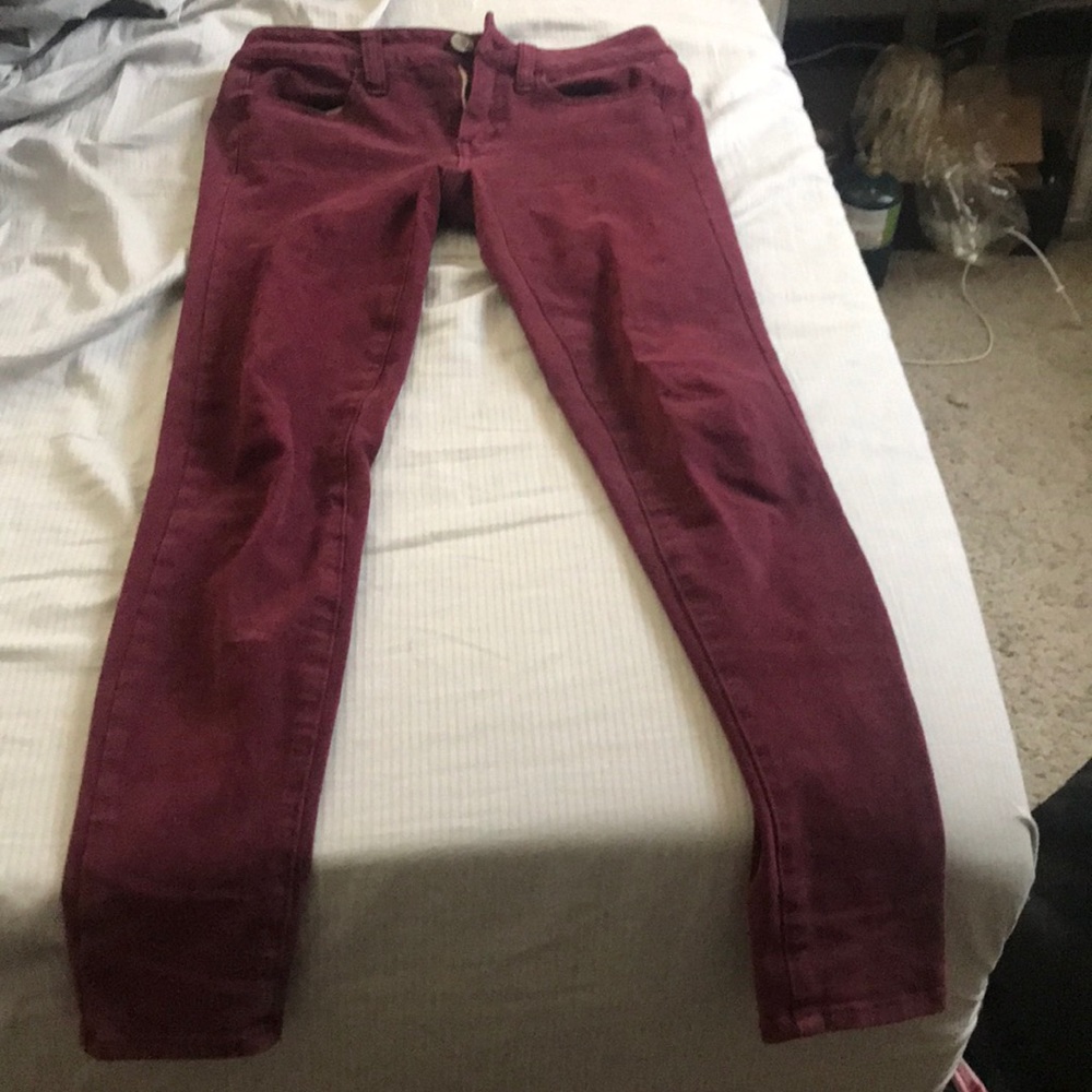 Maroon skinny jeggings